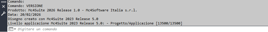 Output comando versione