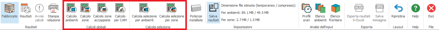 Gruppi Calcoli globali e Calcola selezione