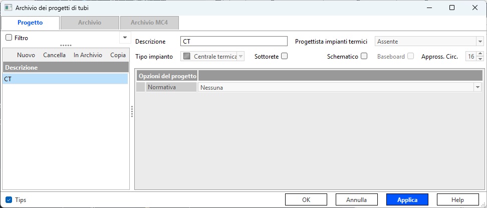 Dati Progetto PipeCAD