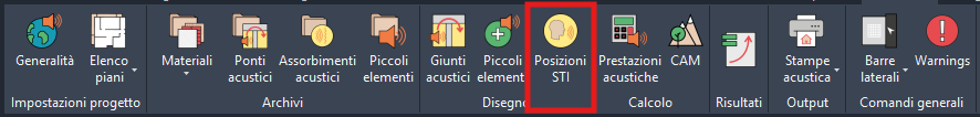 Comando "Posizioni STI" nella ribbon