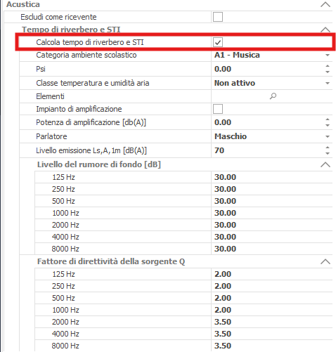 Attivazione del calcolo nei dati estesi dell'ambiente
